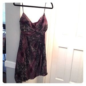 Purple/leopard strapless dress